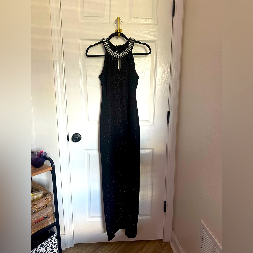 Teeze Me Black Halter Sheath Maxi Dress